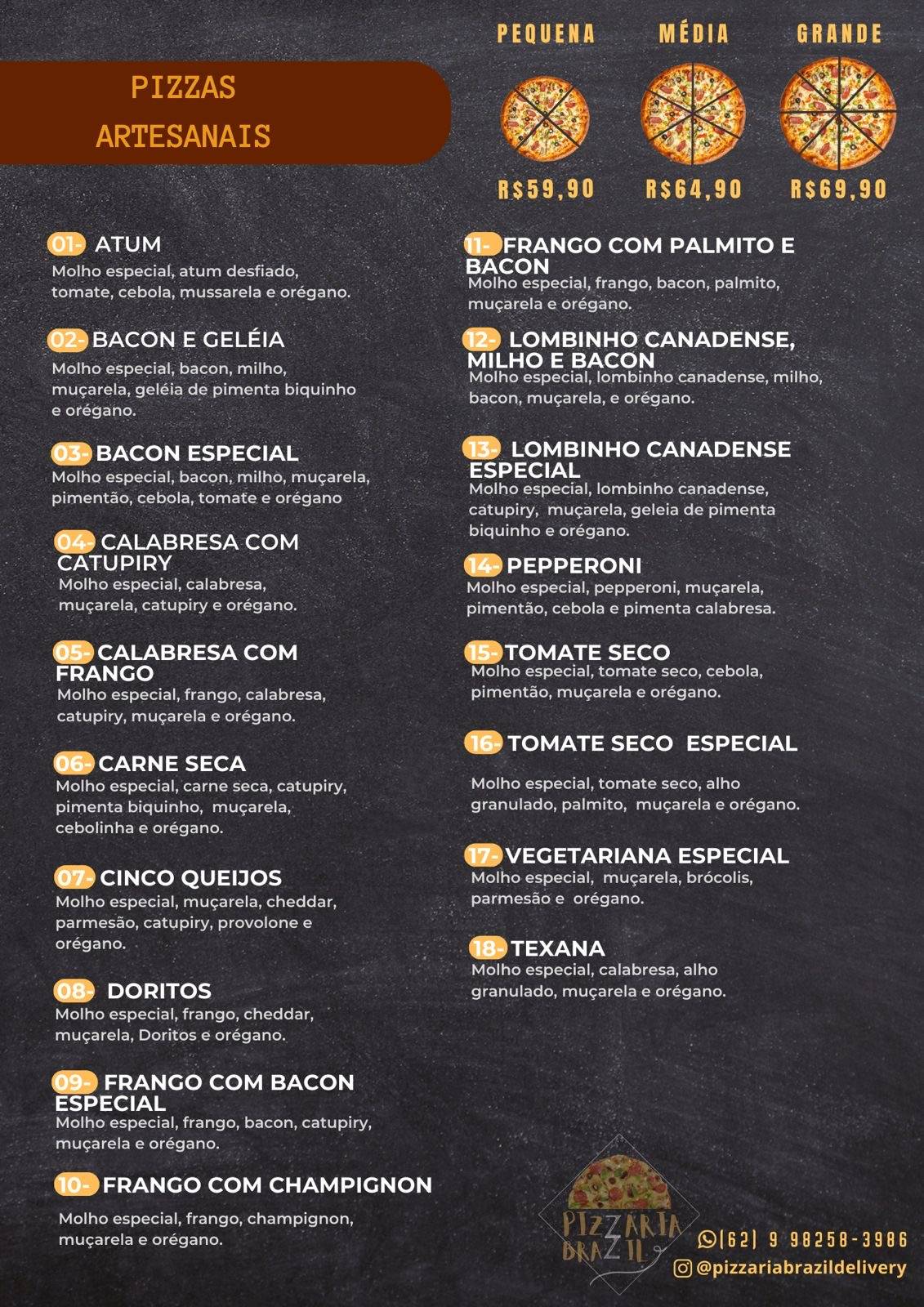 Pizzaria Brazil cardápio