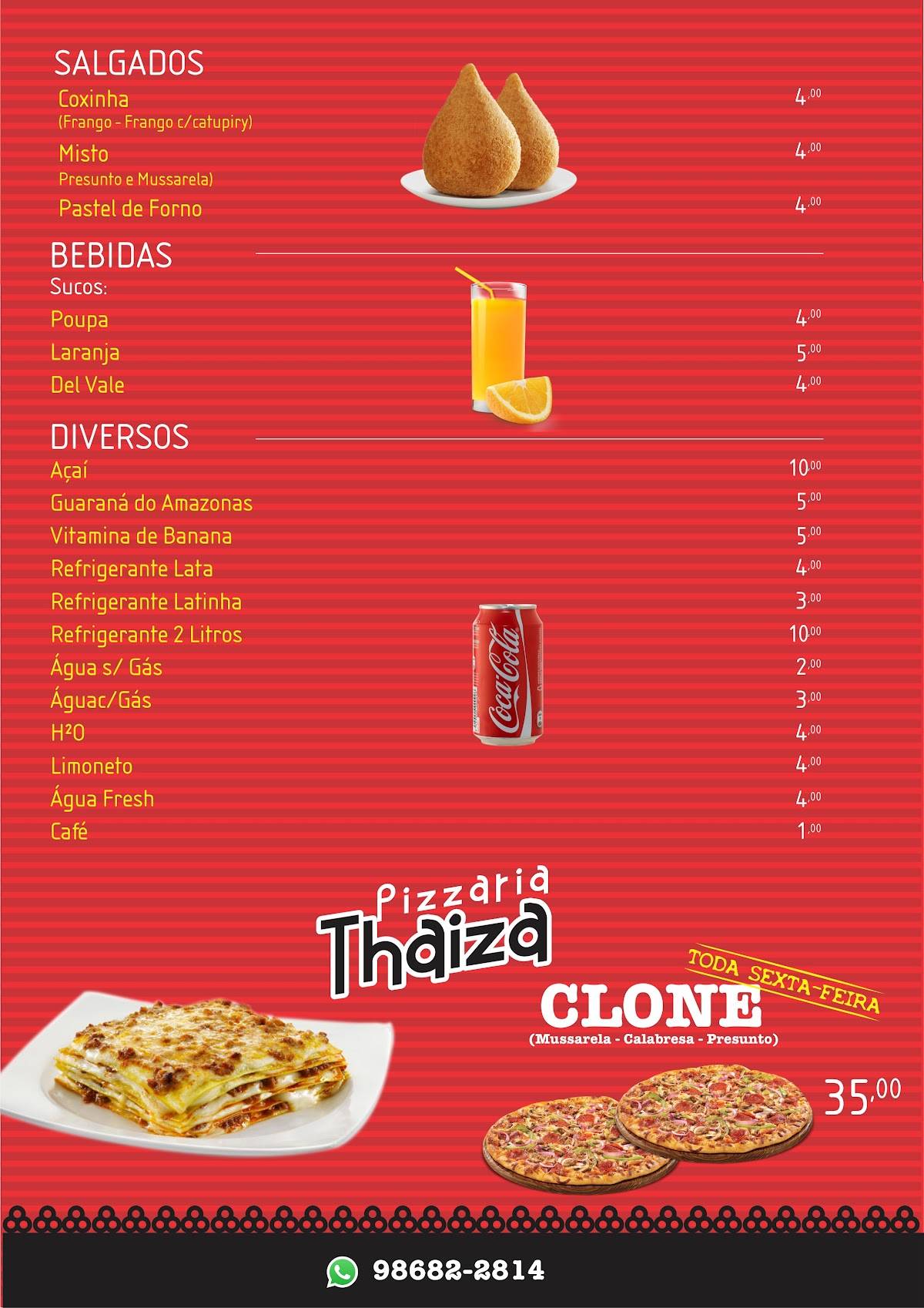 Pizzaria Thaisa cardápio