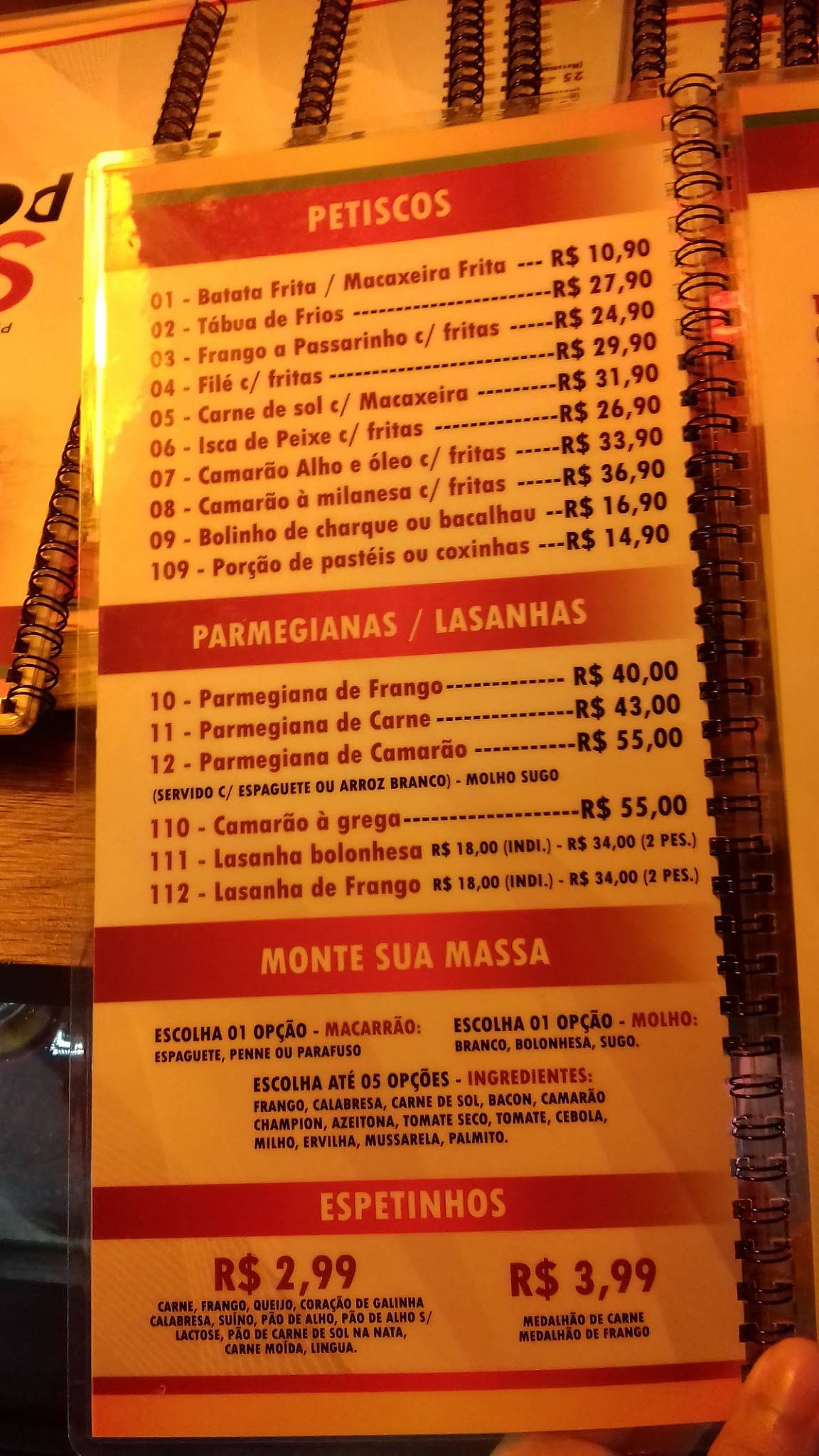 Pizzaria e Choperia Seis e Ponto cardápio
