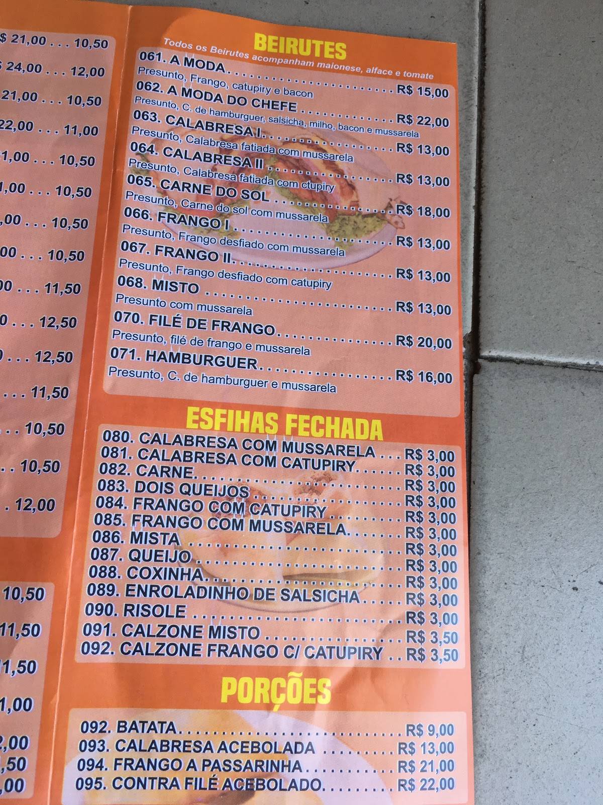 Pizzaria e Esfiharia M&A cardápio