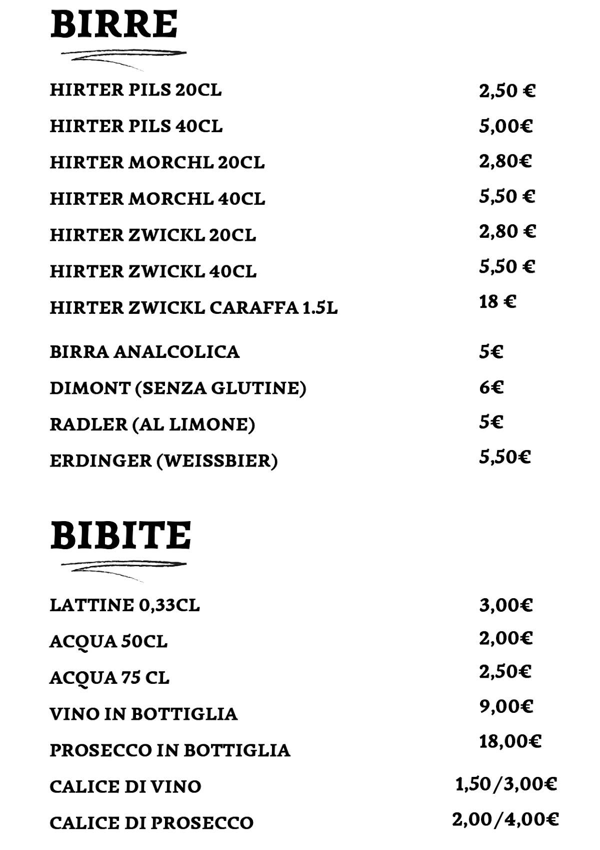 Menu di Pizzeria Ca' Balà 
