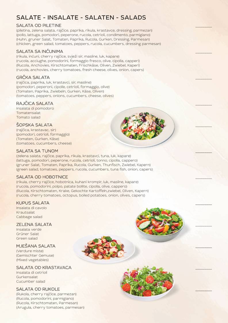 Menu di Pizzeria Capri 