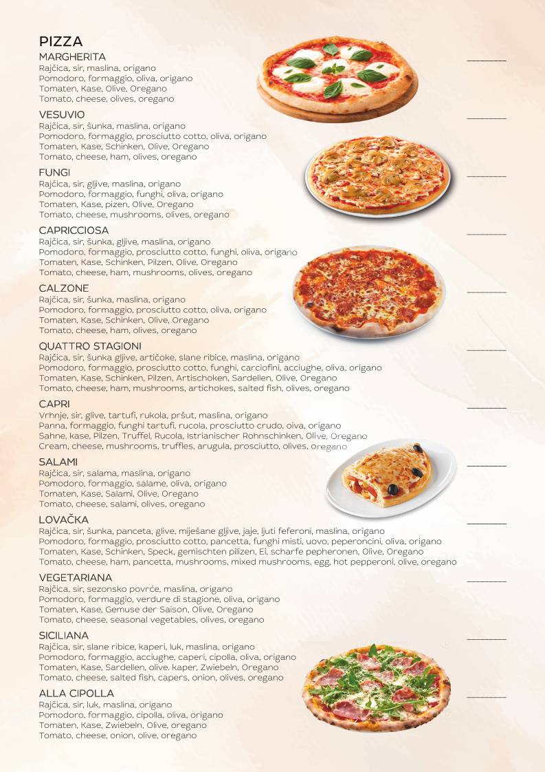 Menu di Pizzeria Capri 