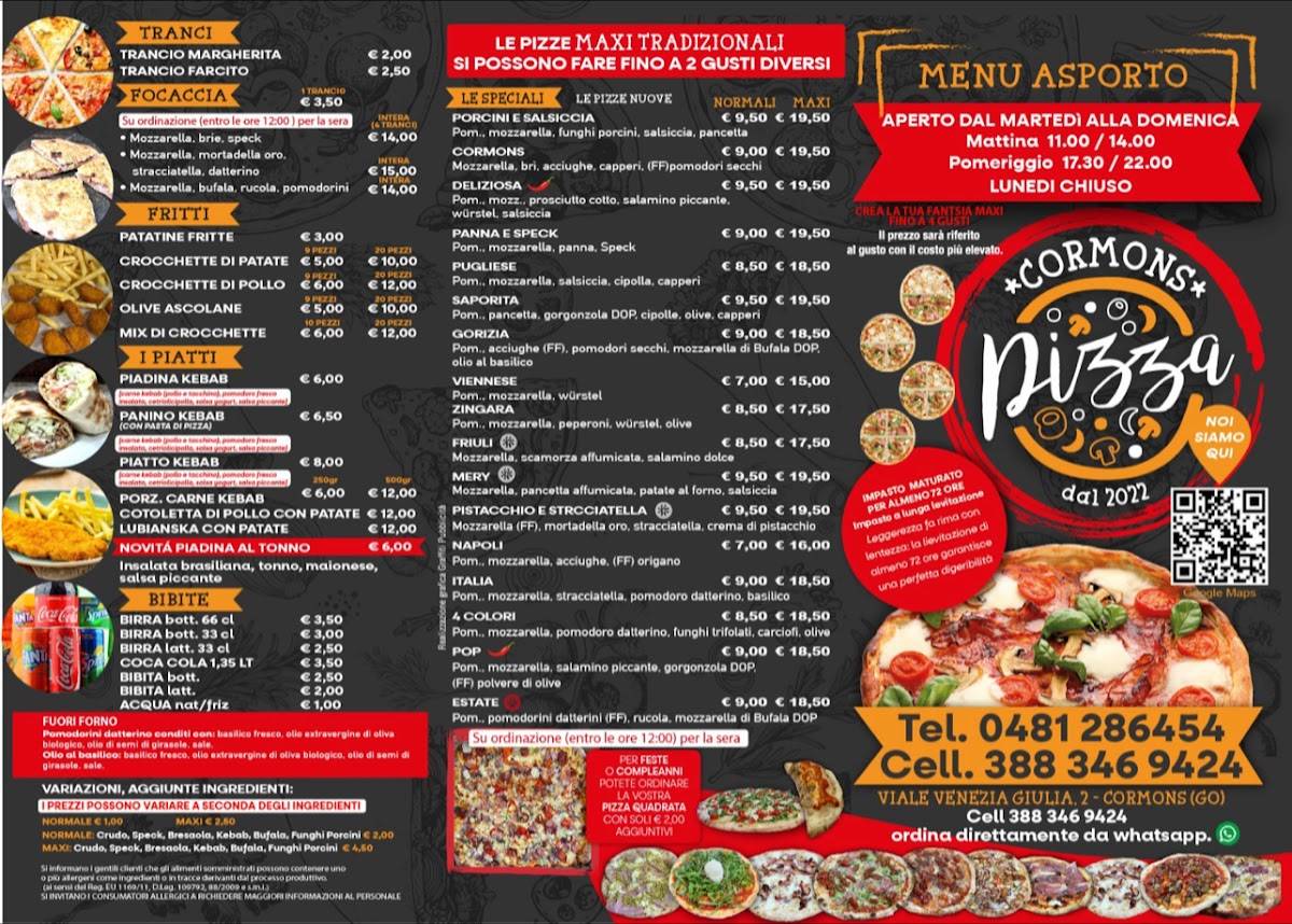 Menu di Cormonspizza 