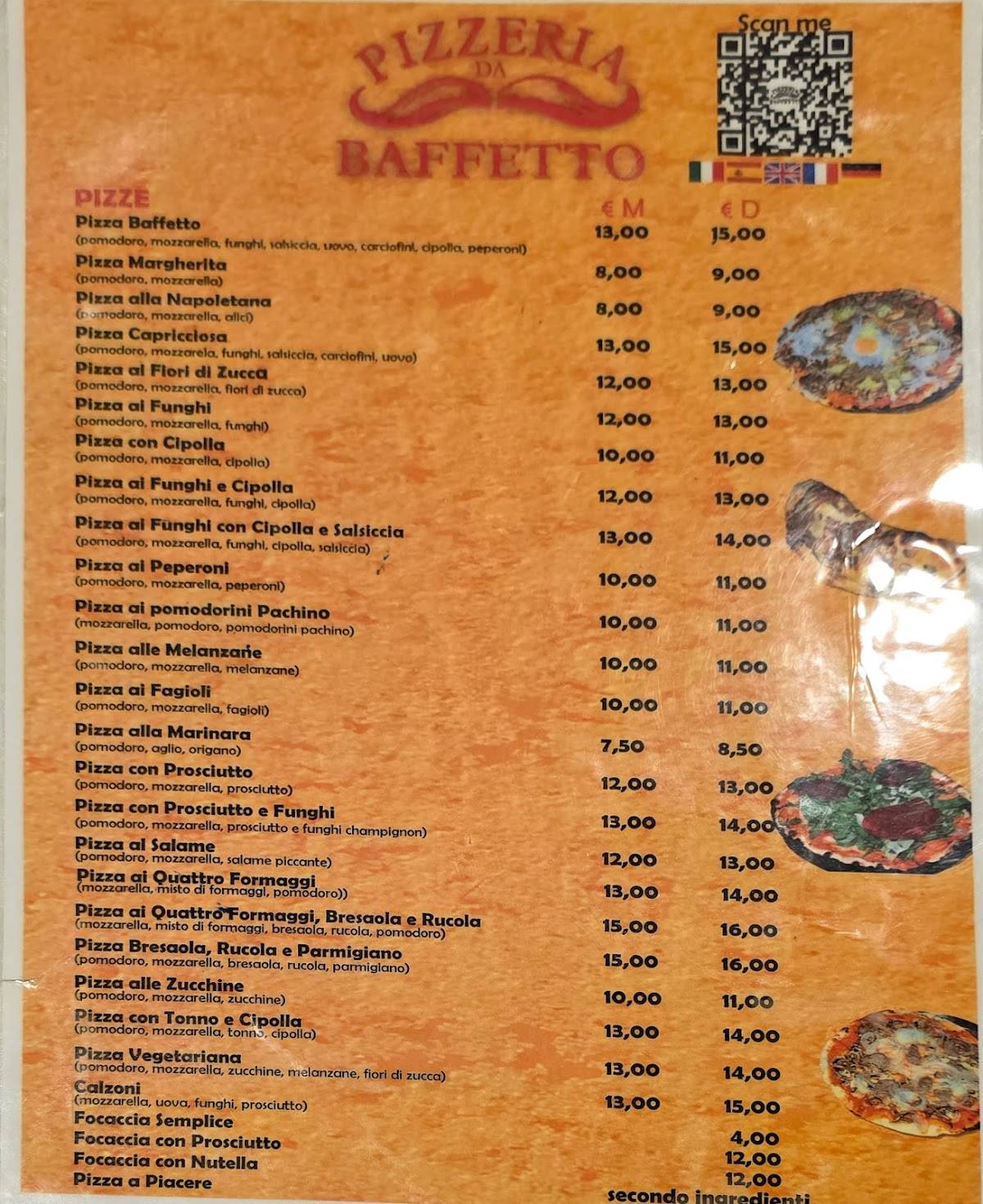 Menu di Pizzeria Da Baffetto 