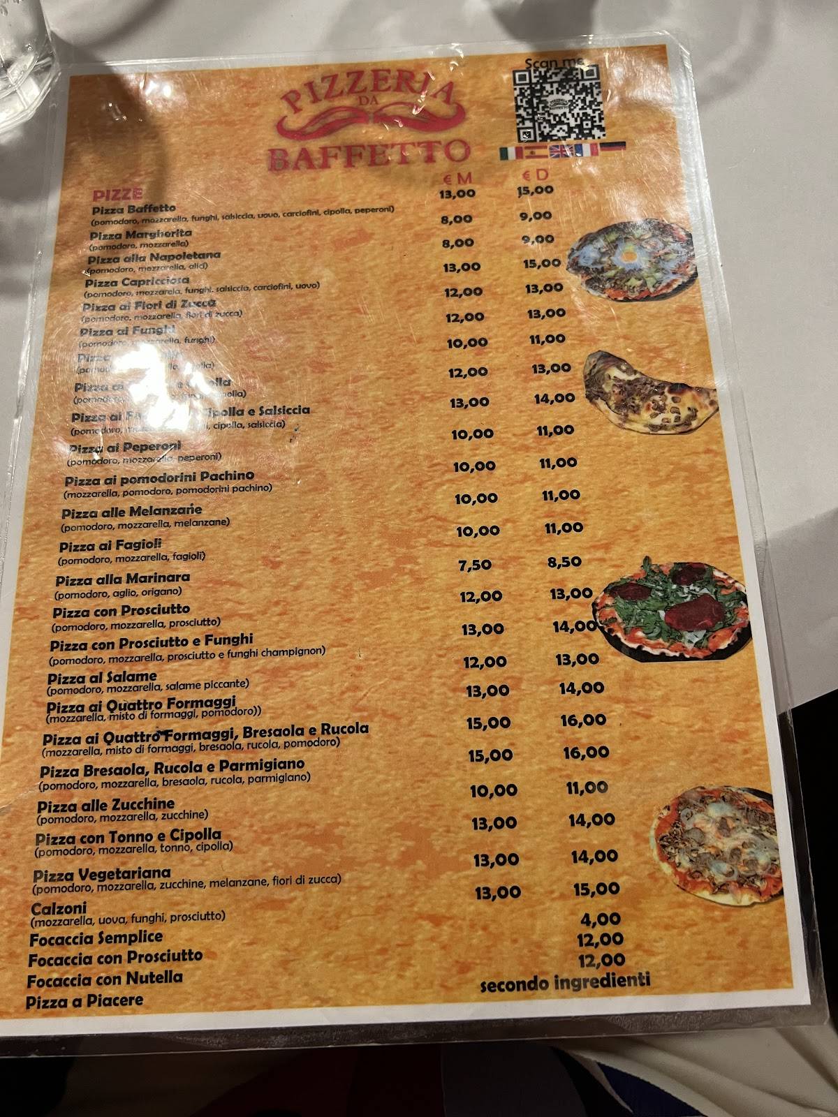 Menu di Pizzeria Da Baffetto 