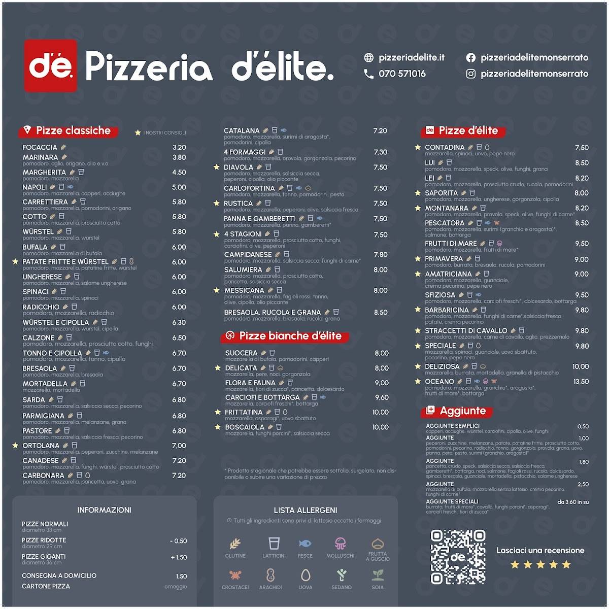 Menu di Pizzeria d'élite Monserrato 