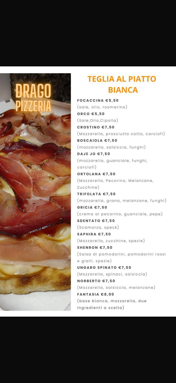 Menu di Pizzeria Drago 