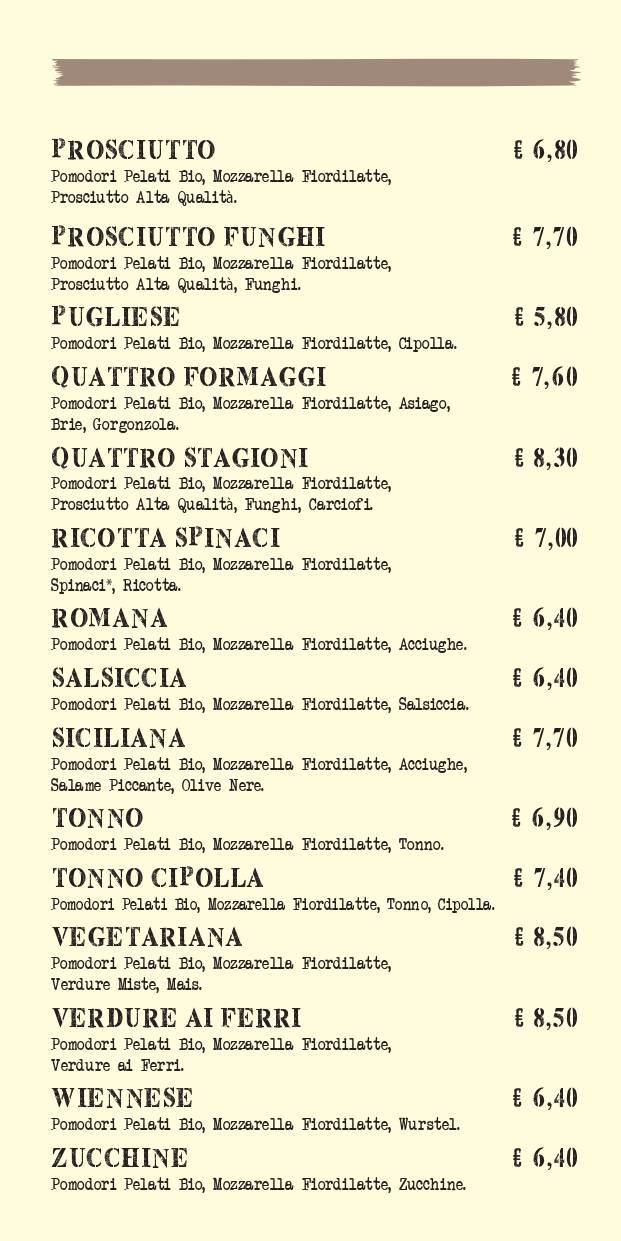 Menu di Pizzeria FuoriCentro 