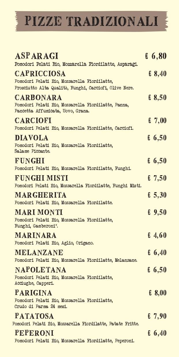 Menu di Pizzeria FuoriCentro 