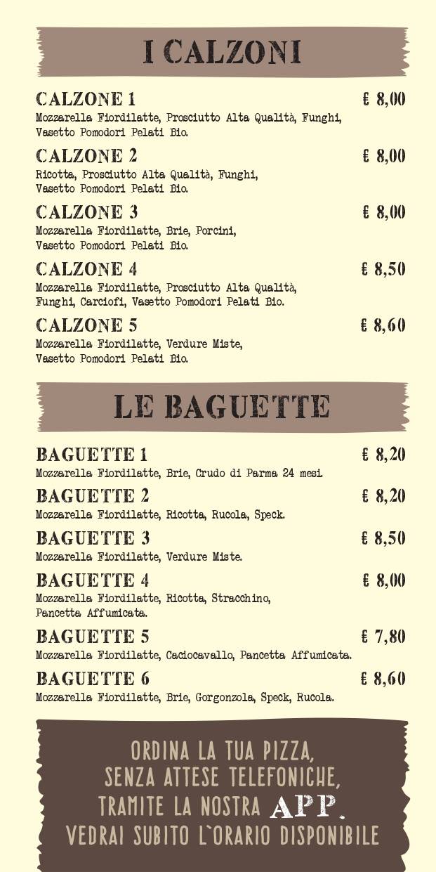 Menu di Pizzeria FuoriCentro 