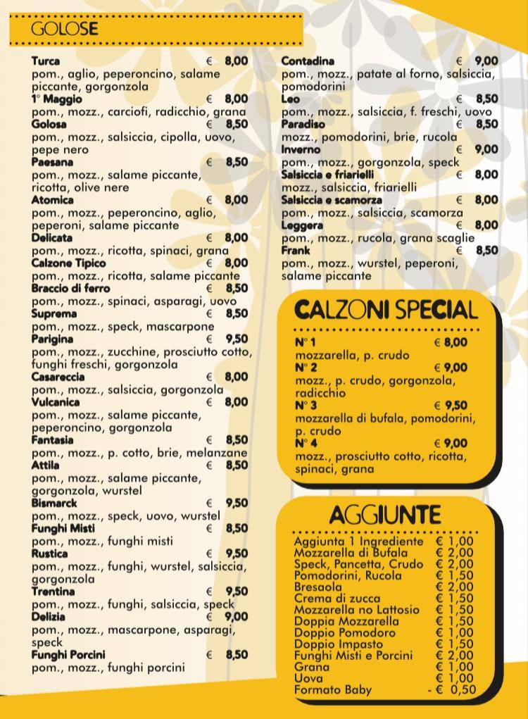 Menu di Pizzeria I Maggio di Bondanelli Michela 