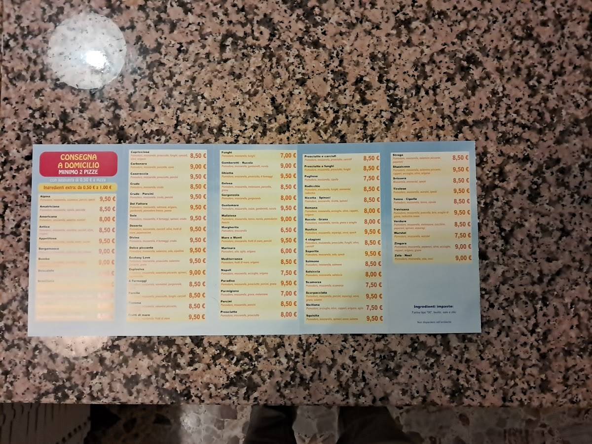 Menu di Pizzeria Il Sole 