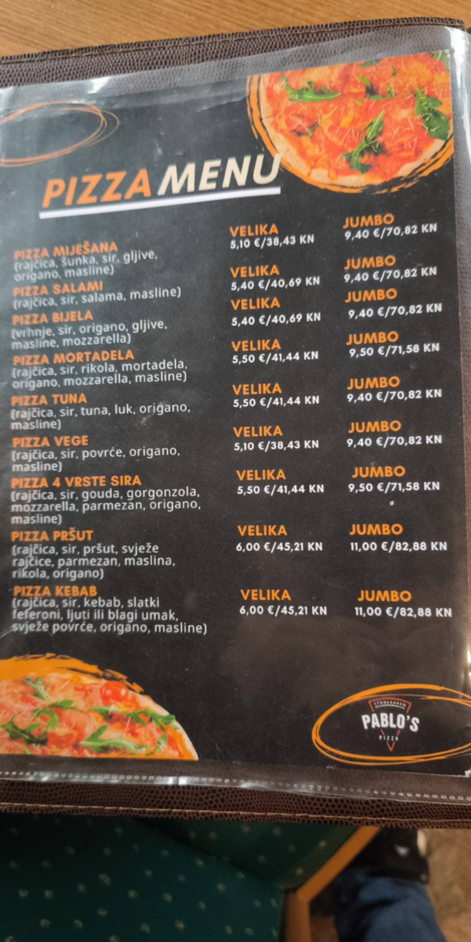 Menu di Pizzeria Klobuk 