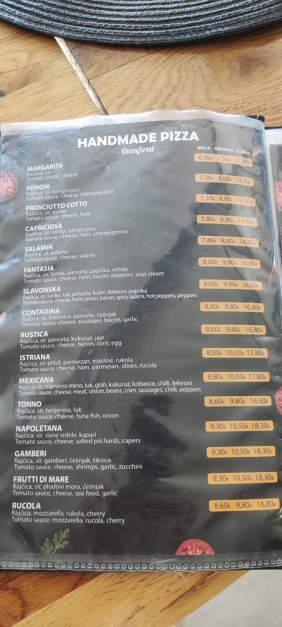 Menu di Pizzeria LEMA 