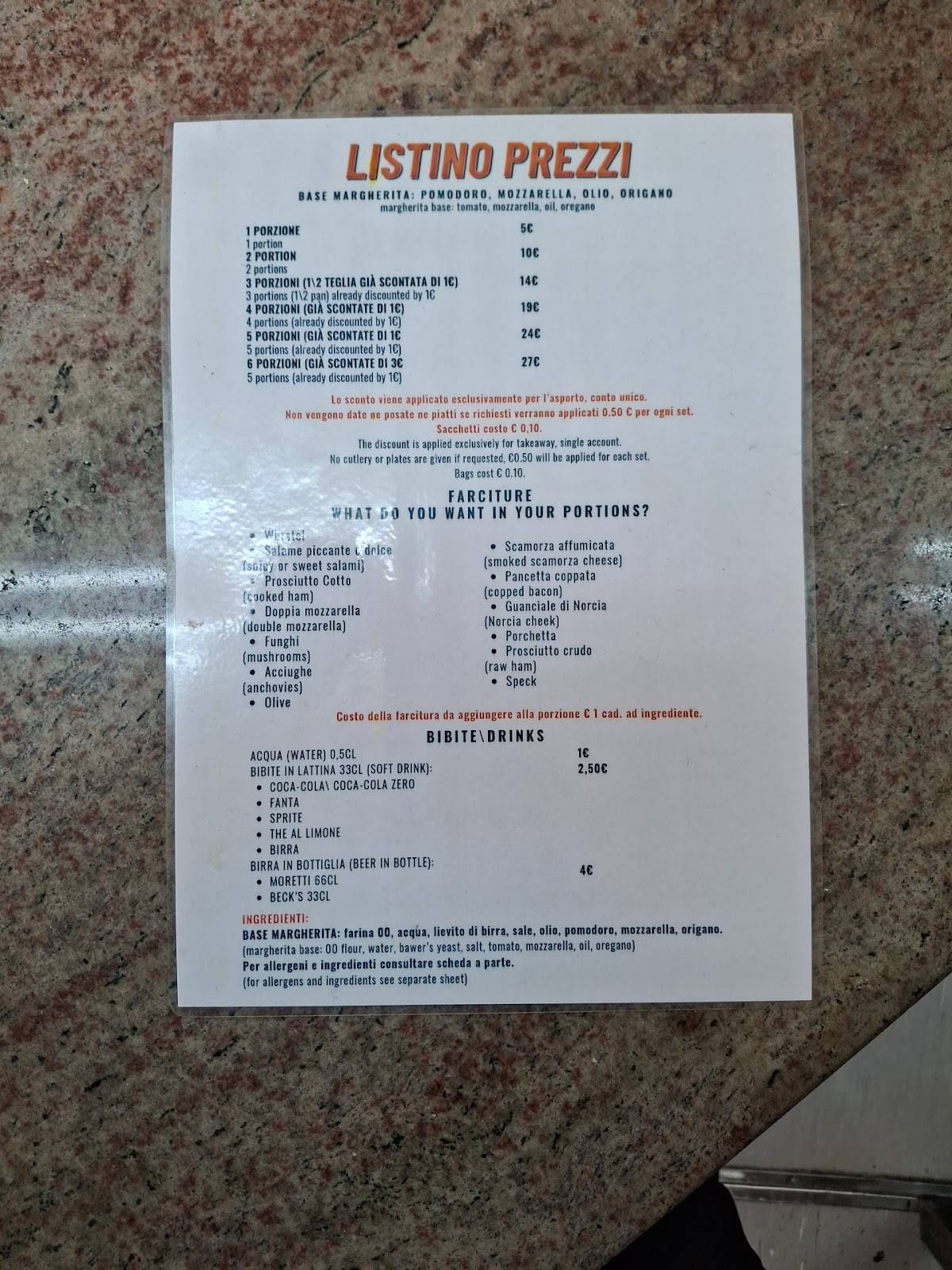 Menu di Pizzeria La Fontana 