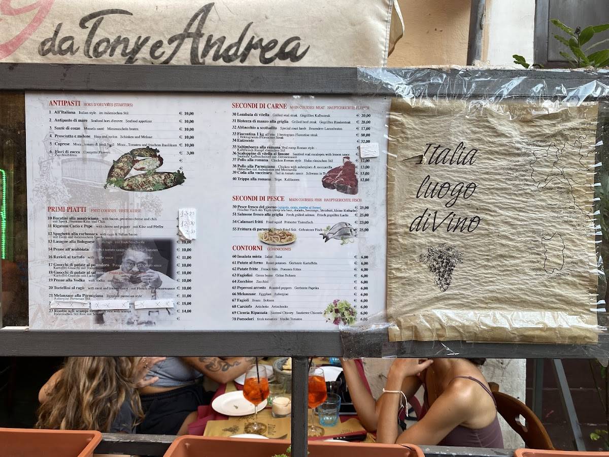 Menu di La Tavernetta 29 da Tony e Andrea 