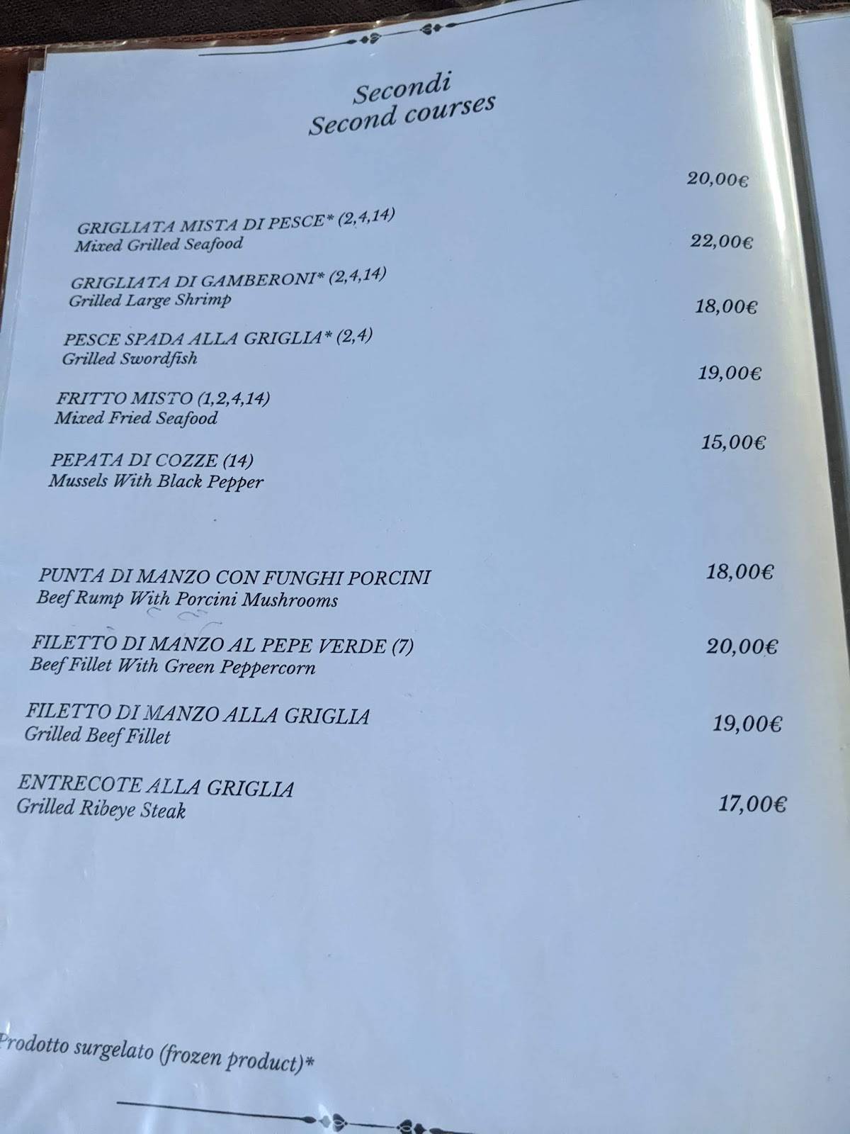 Menu di La Vecchia Trattoria 