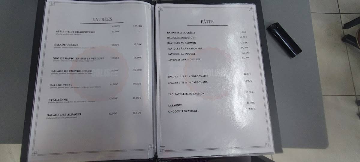 Menu de Le Colisée