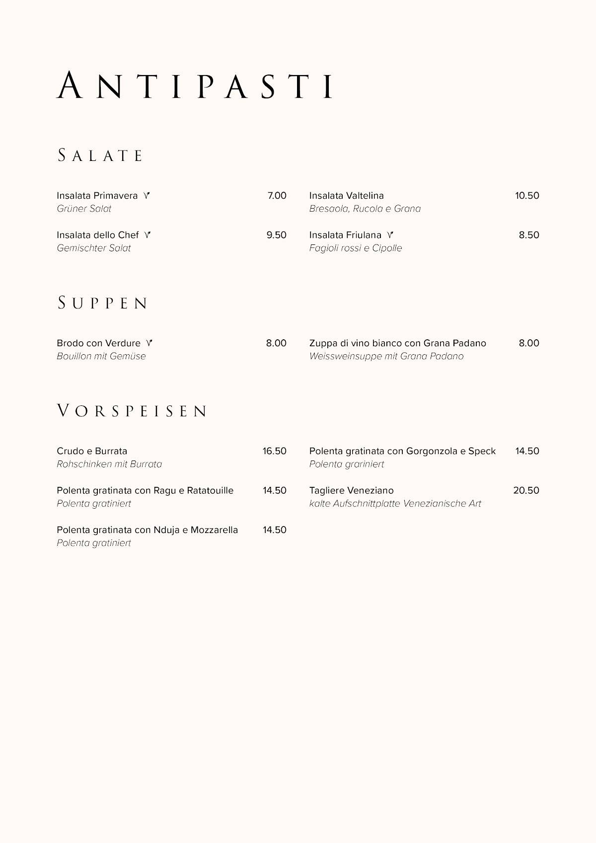 Menu di Pizzeria Löwen 