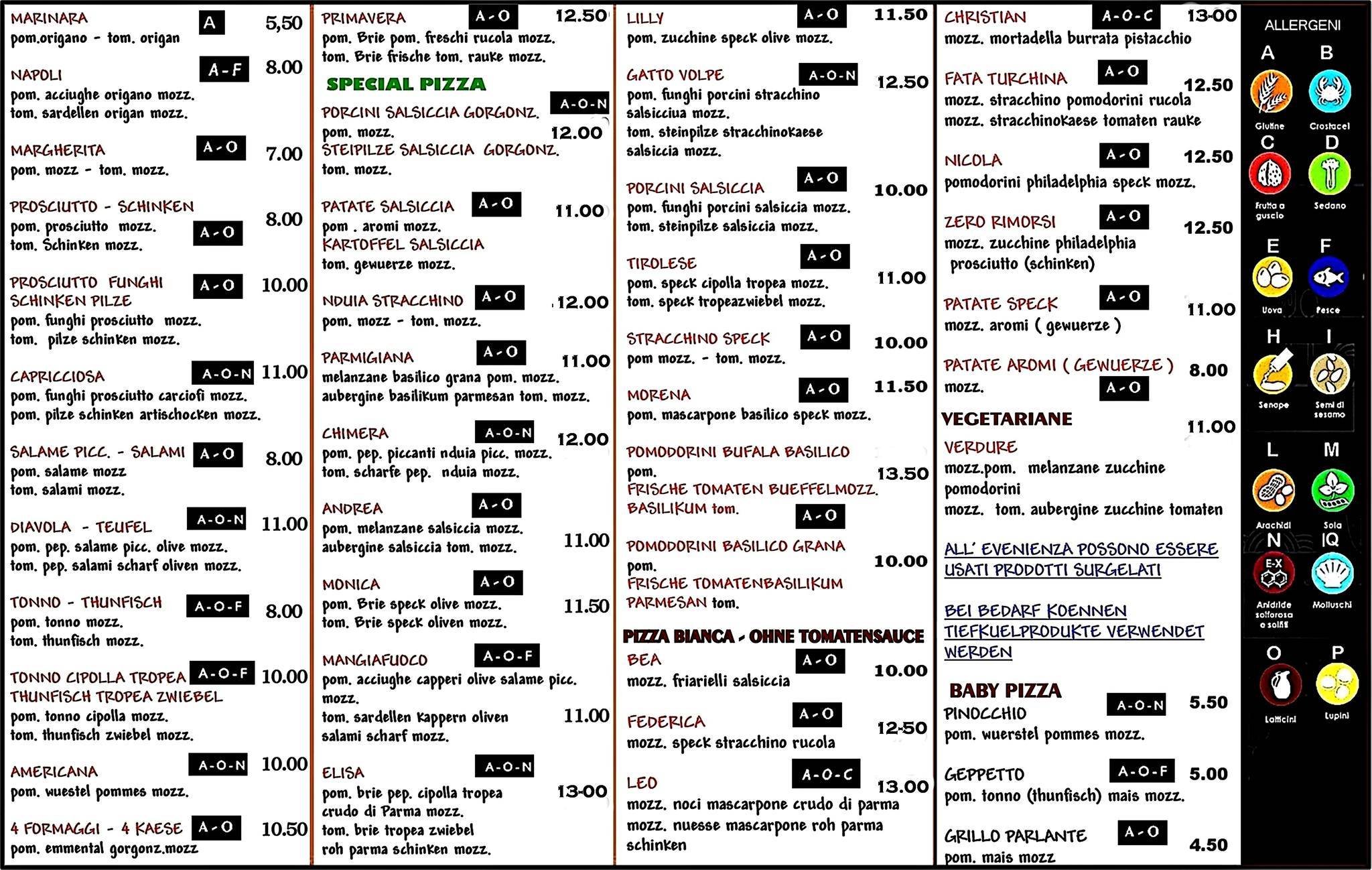 Menu di Pizzeria Lucignolo 