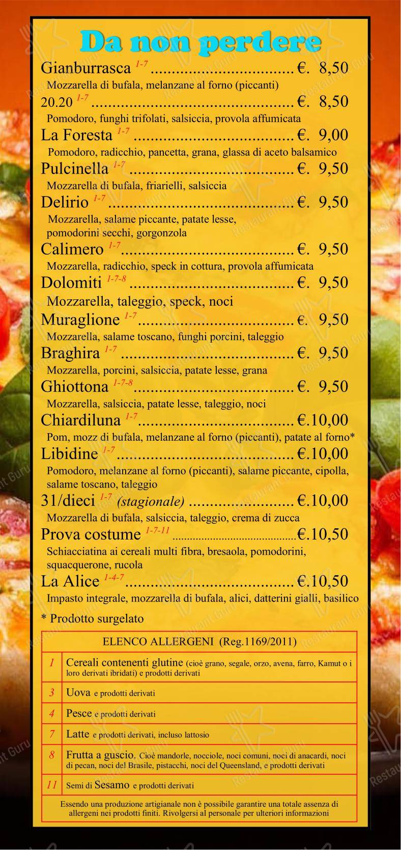Pizzeria Mimì & Cocò in Ravenna - Menu