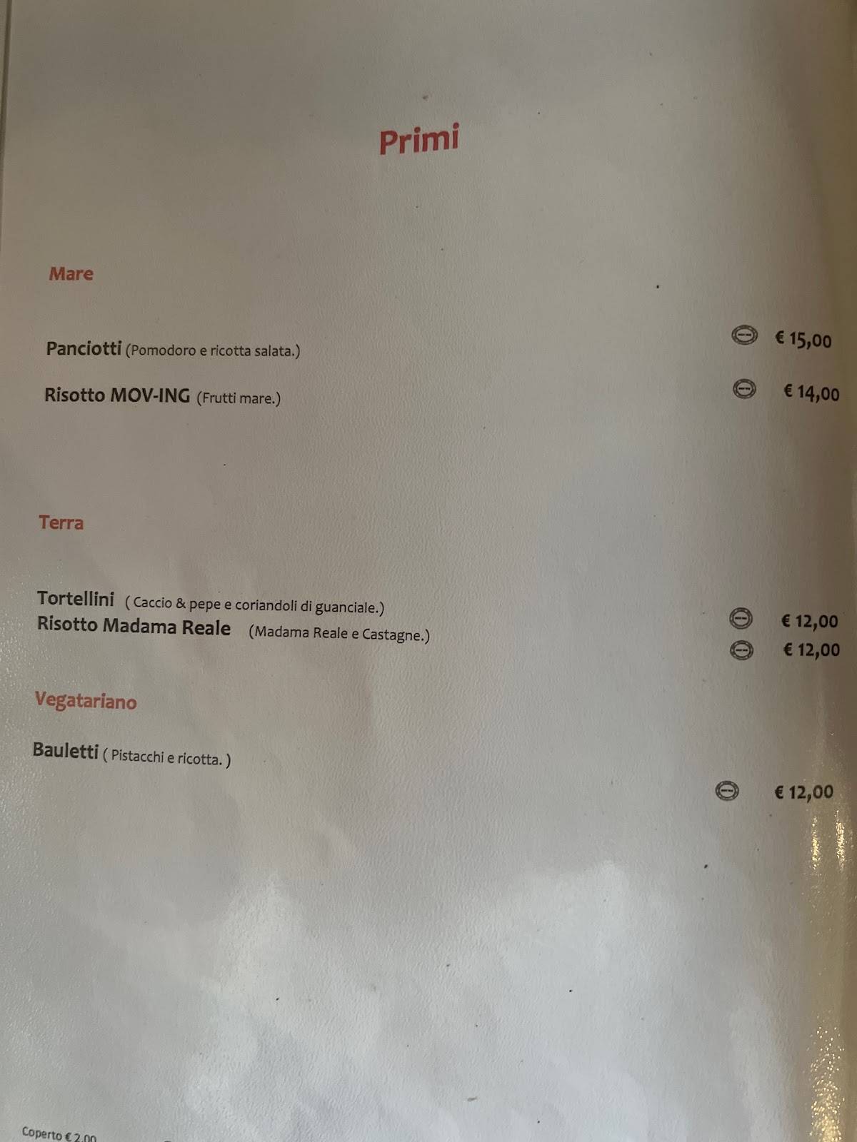Menu di Pizzeria Mov-Ing 
