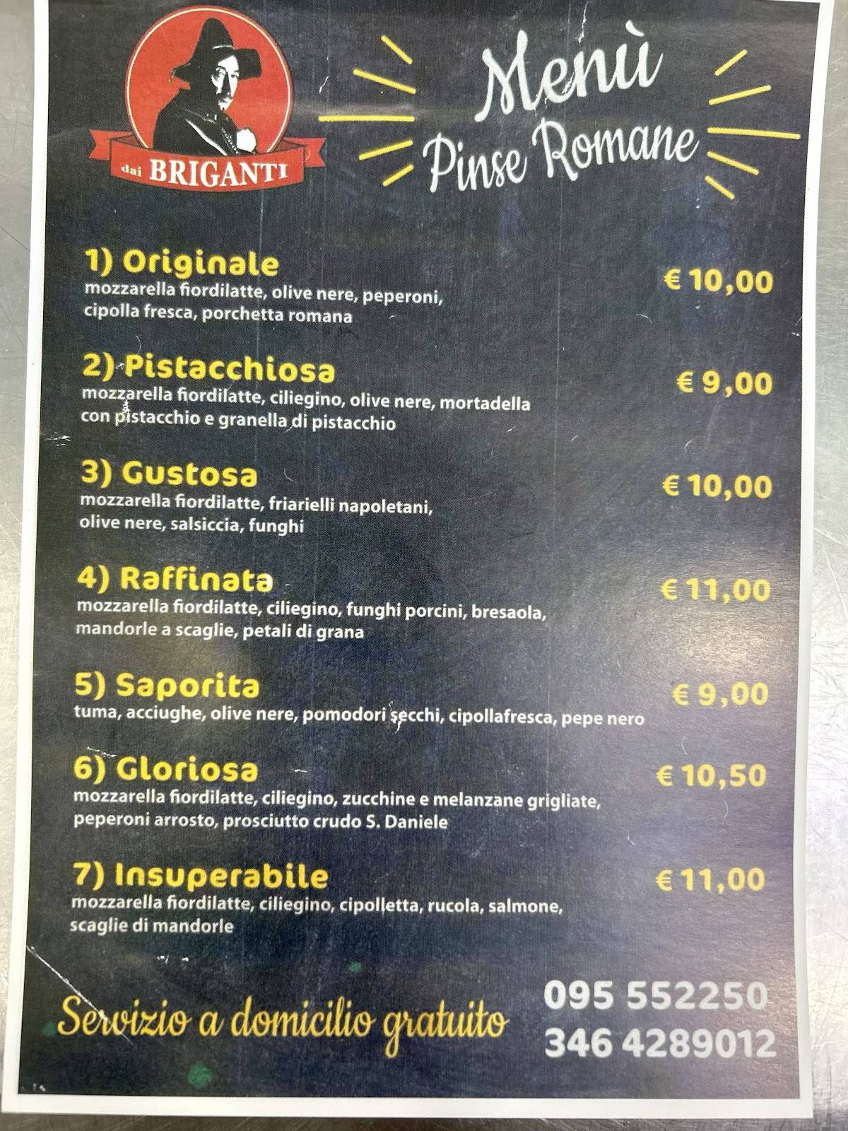 Menu di Pizzeria Panineria Hamburgeria dai Briganti 