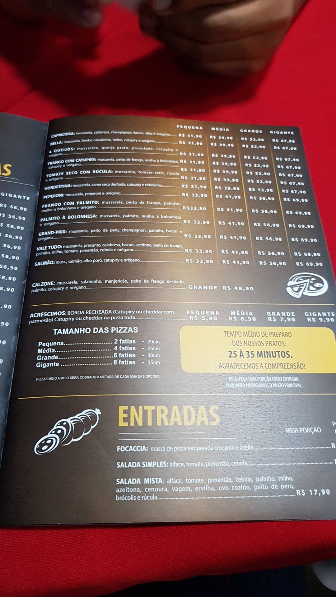 Pizzaiolo Tradição cardápio
