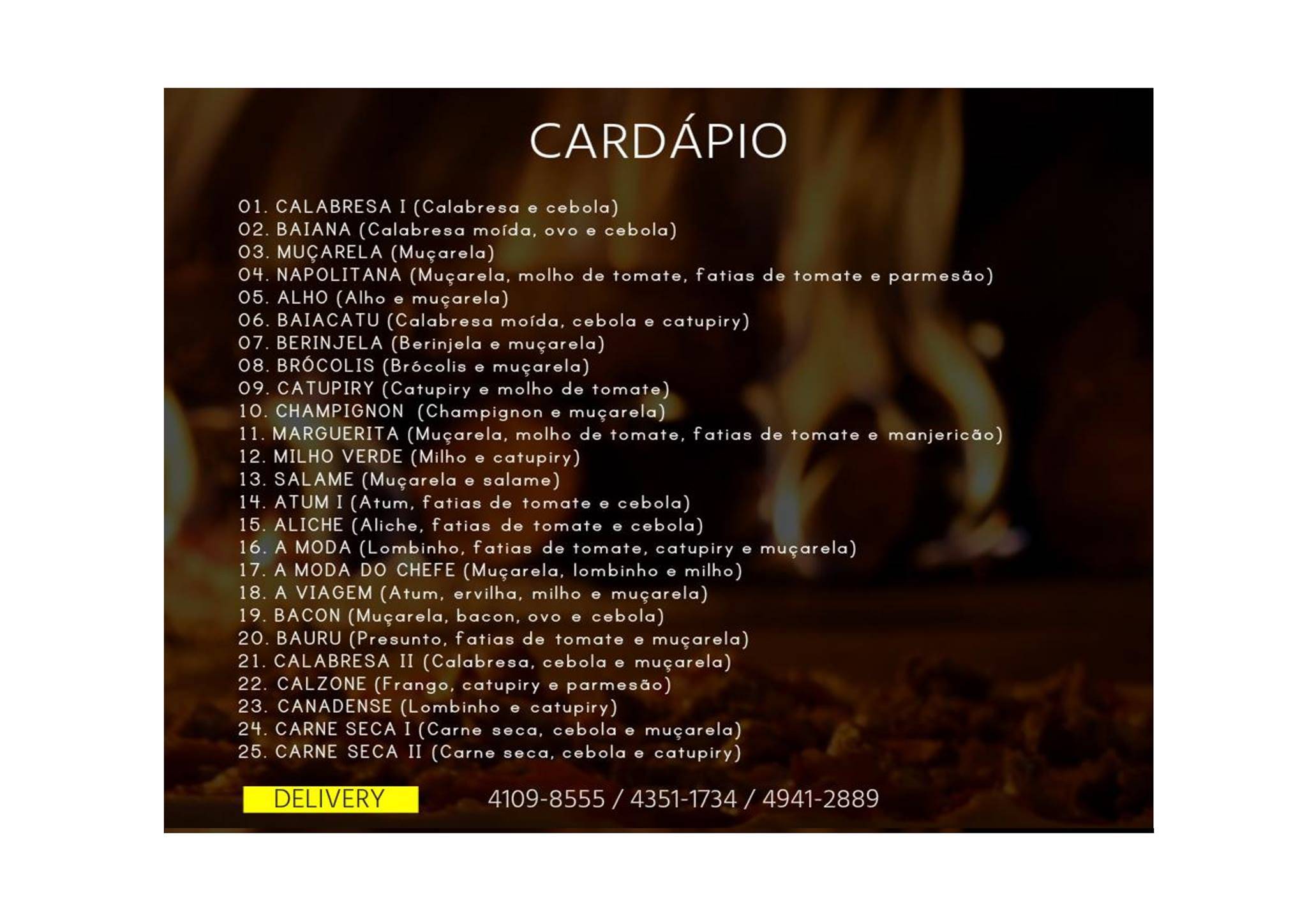 Pizzaria Estrela II cardápio
