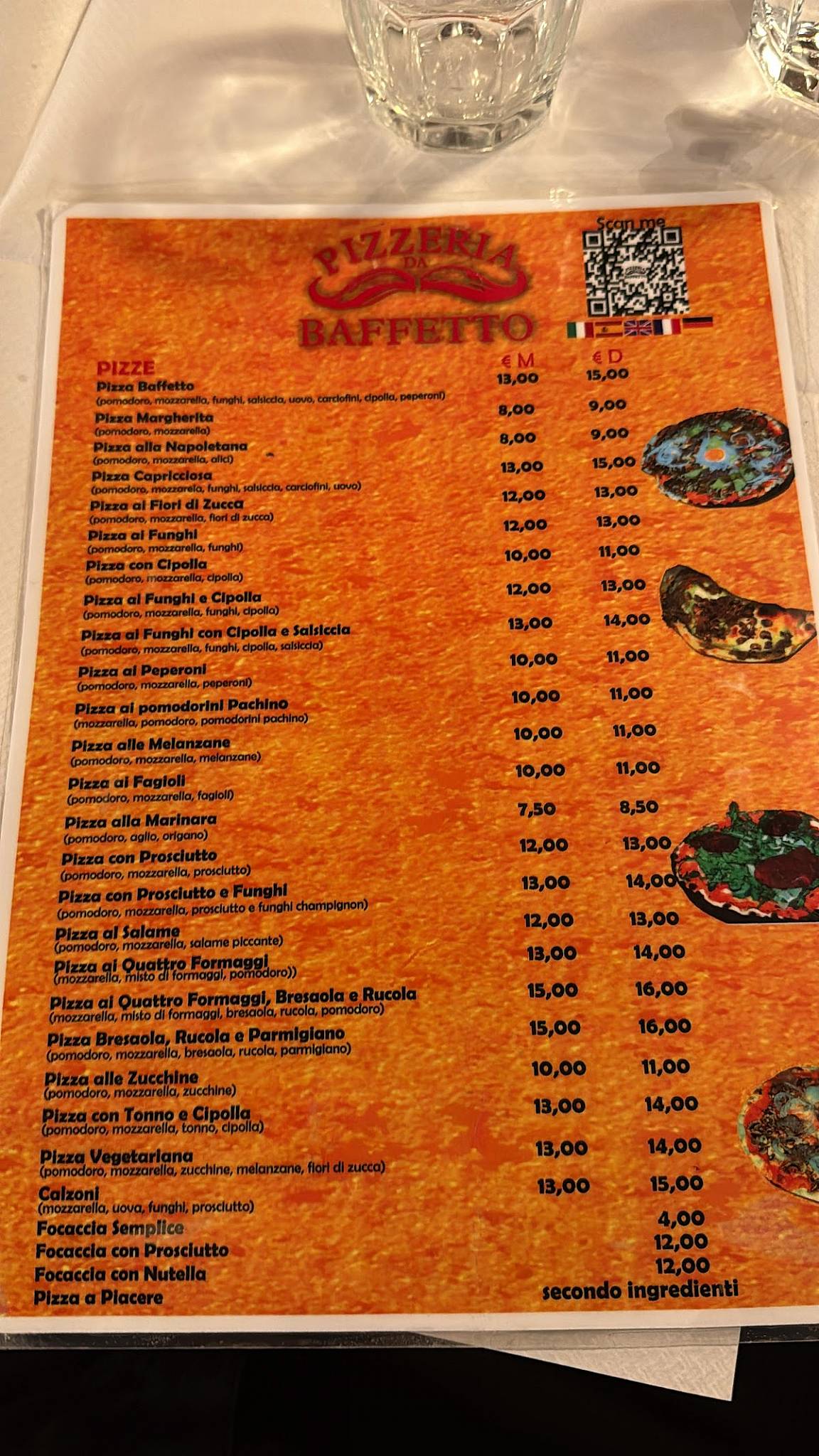 Menu di Pizzeria Da Baffetto 