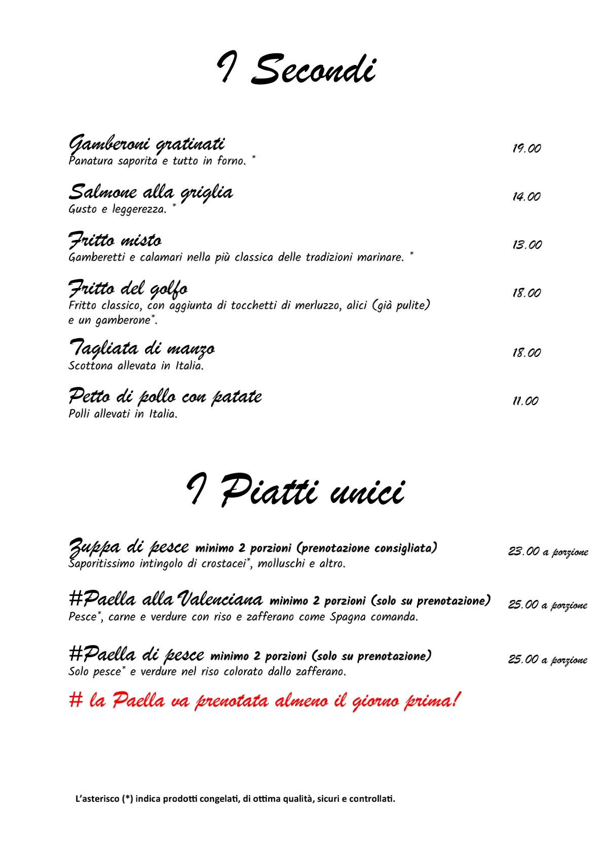 Menu di Pizzeria Paderna 