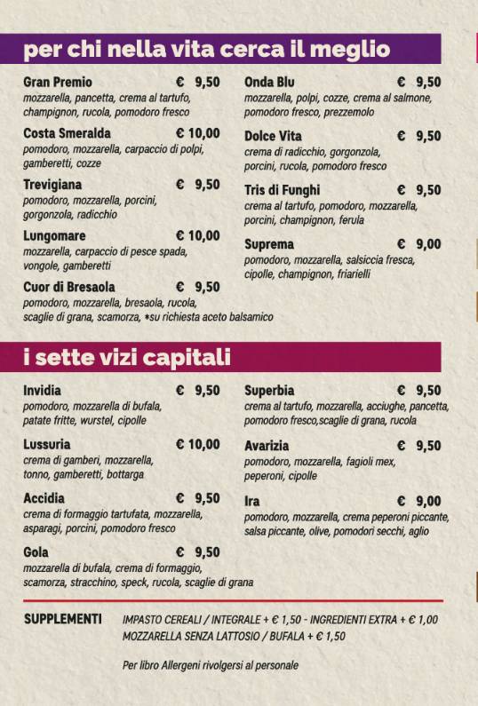 Menu di Pizzeria Smile 