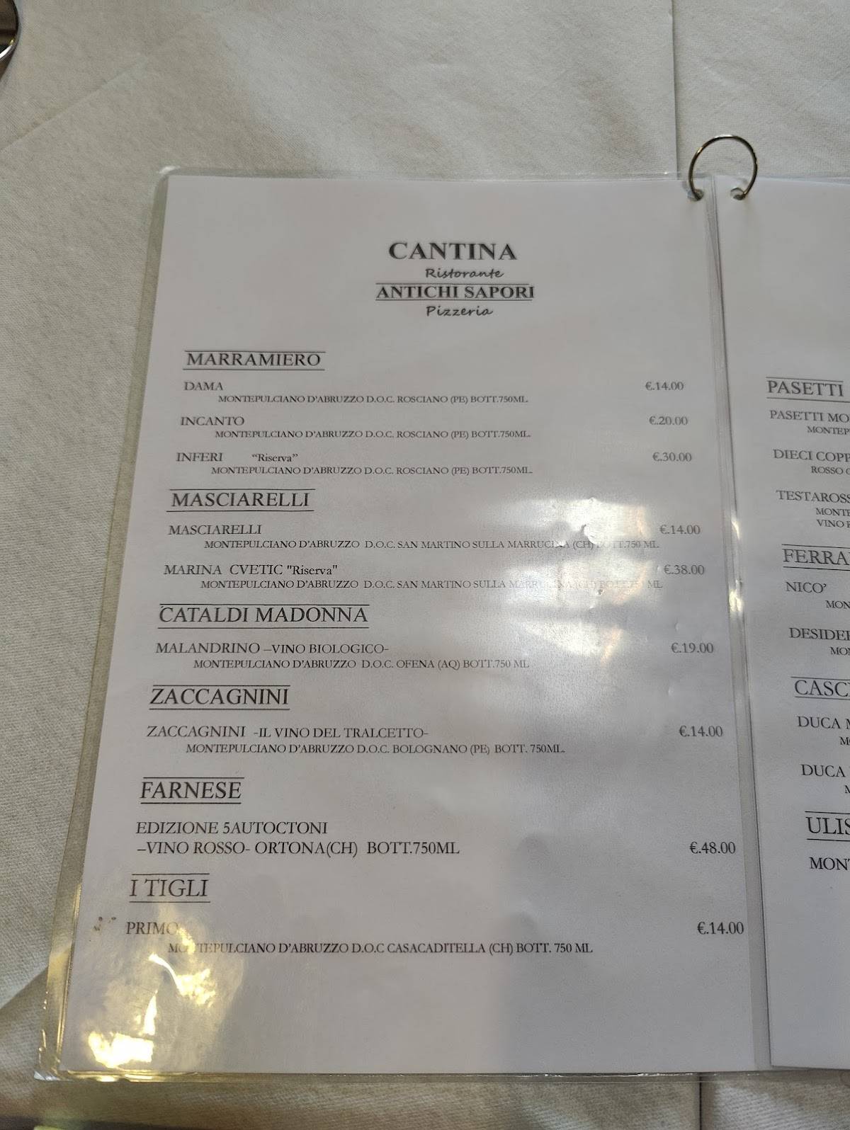 Menu di Pizzeria Trattoria Antichi Sapori Con Forno A Legna E Cucina Tipica 