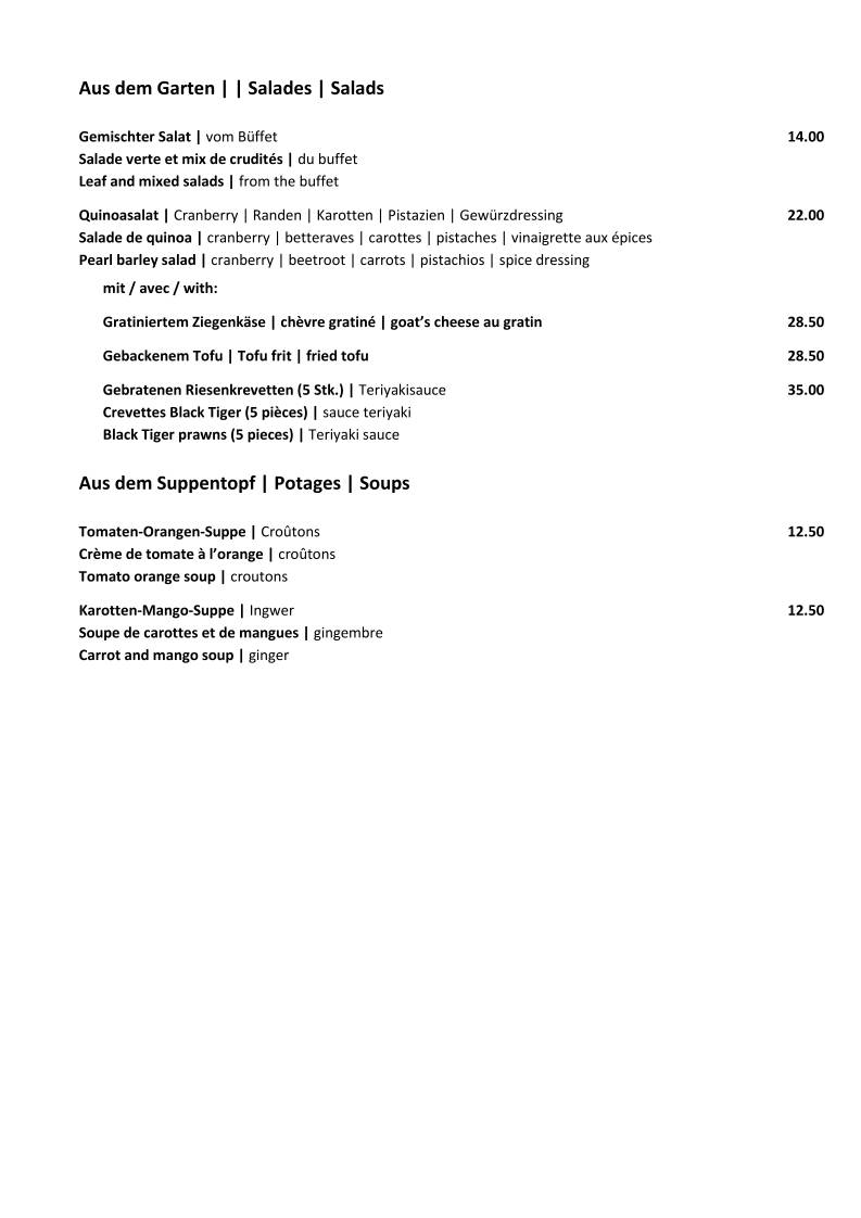 Menu di Restaurant Bettmerhof 