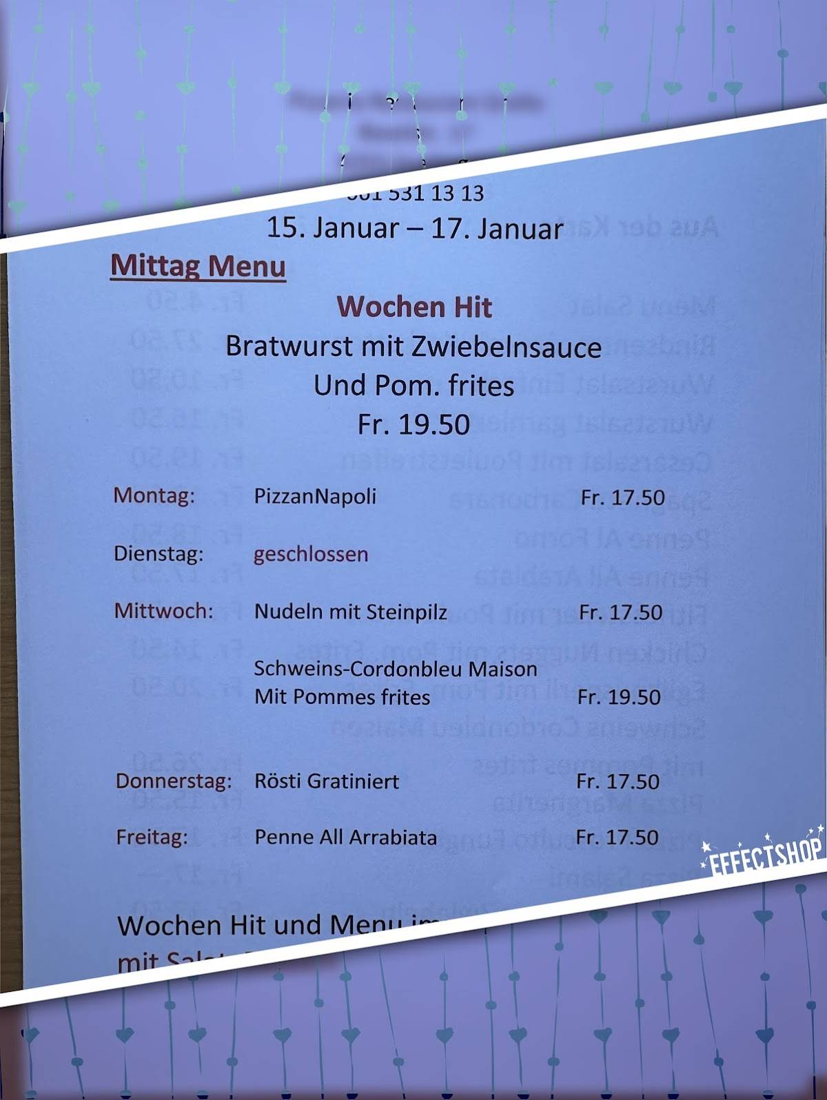 Menu di Pizzeria Restaurant Grello 