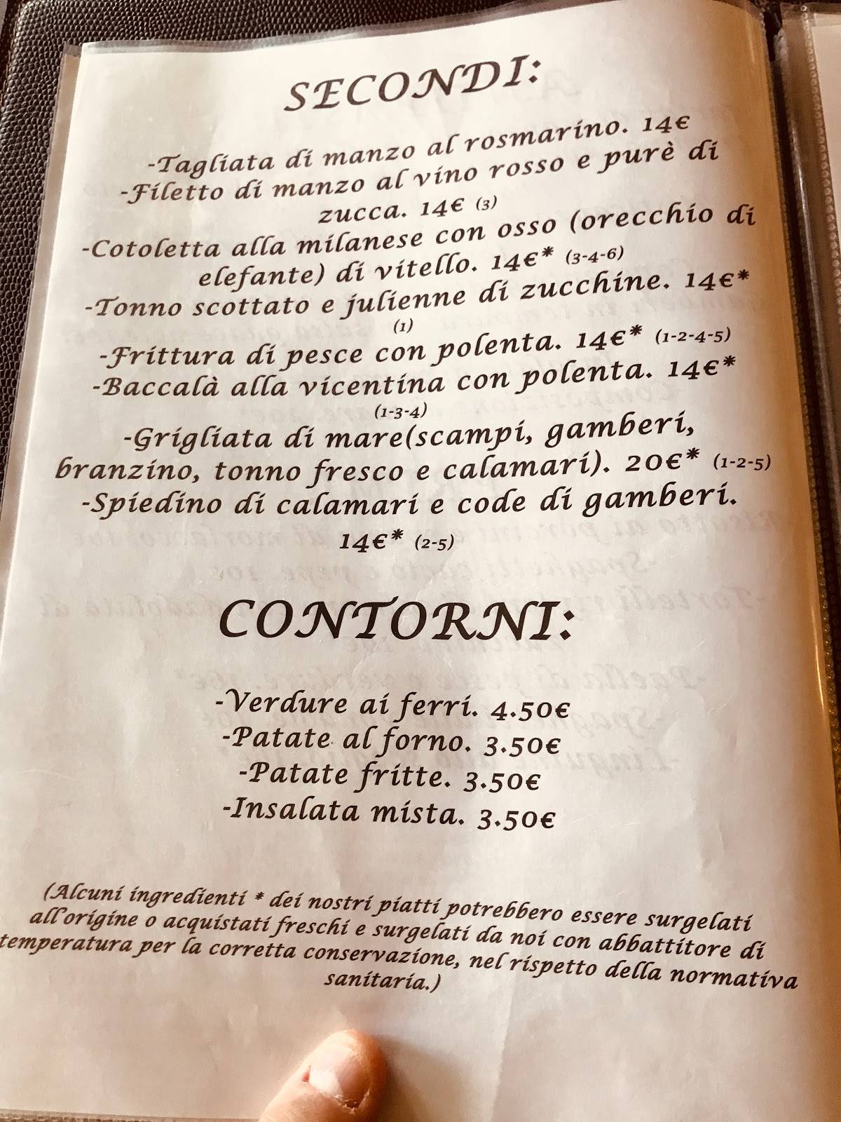 Menu di Pizzeria Ristorante Al Ponte Levatoio 