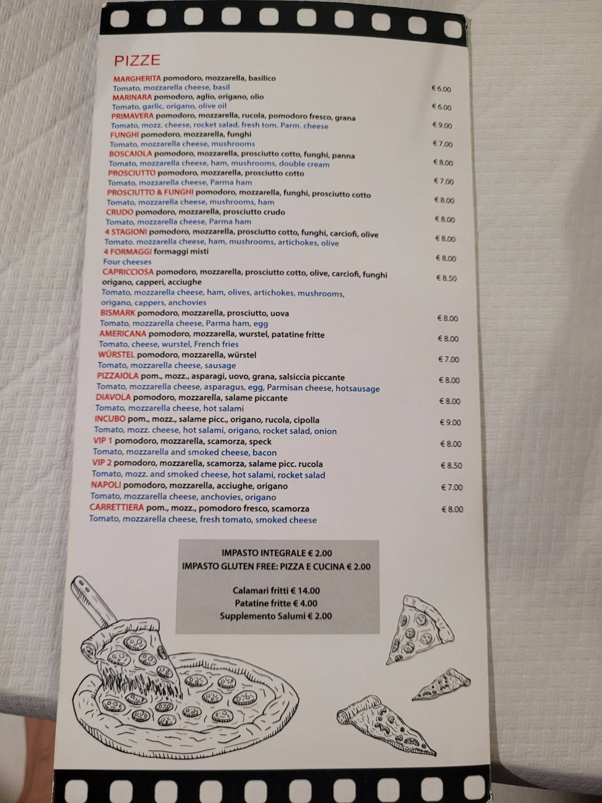 Menu di Pizzeria Ristorante Charlot 
