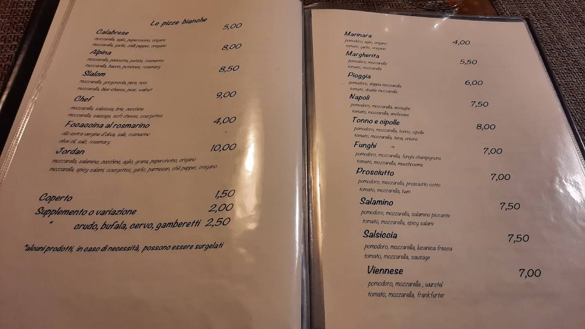 Menu di Pizzeria Ristorante Grill 