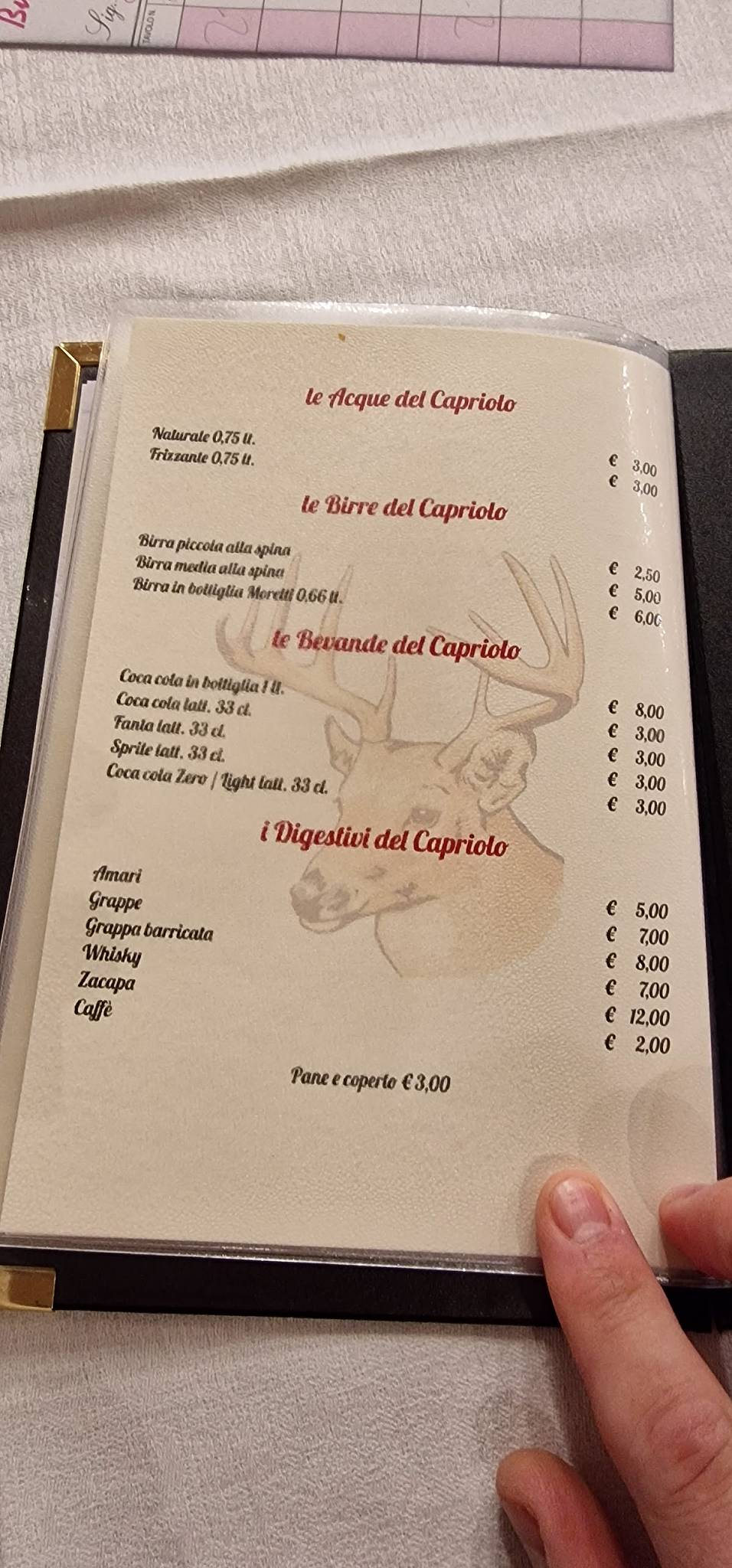 Menu di Ristorante Il Capriolo 