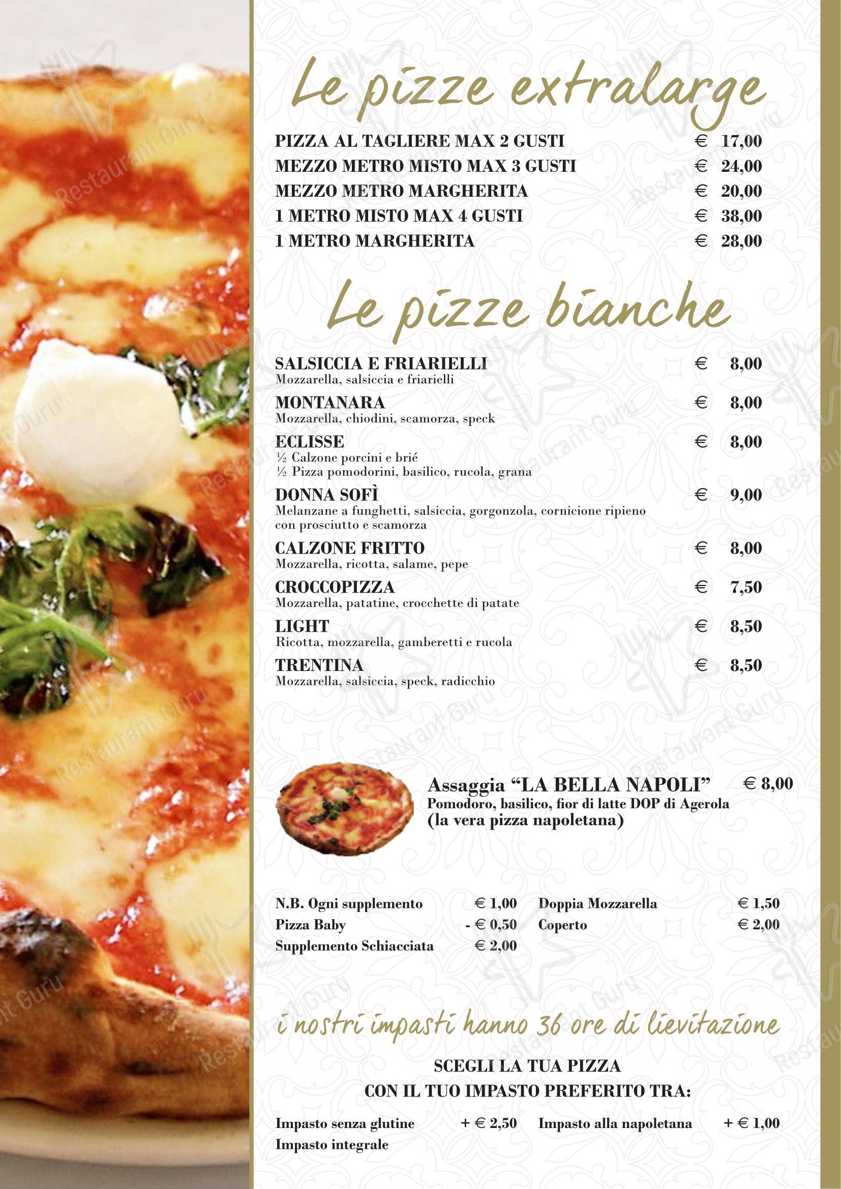 Menu bar per Pizzeria Ristorante La Rosa dei Venti in Rezzato