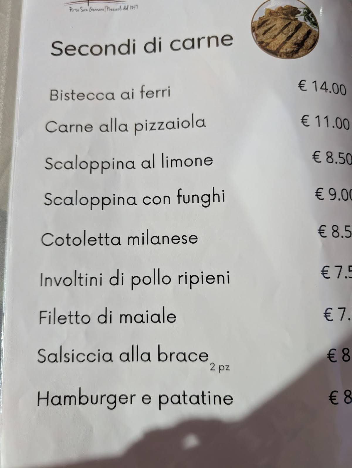Menu di Ristorante Pizzeria Capasso - Napoli 