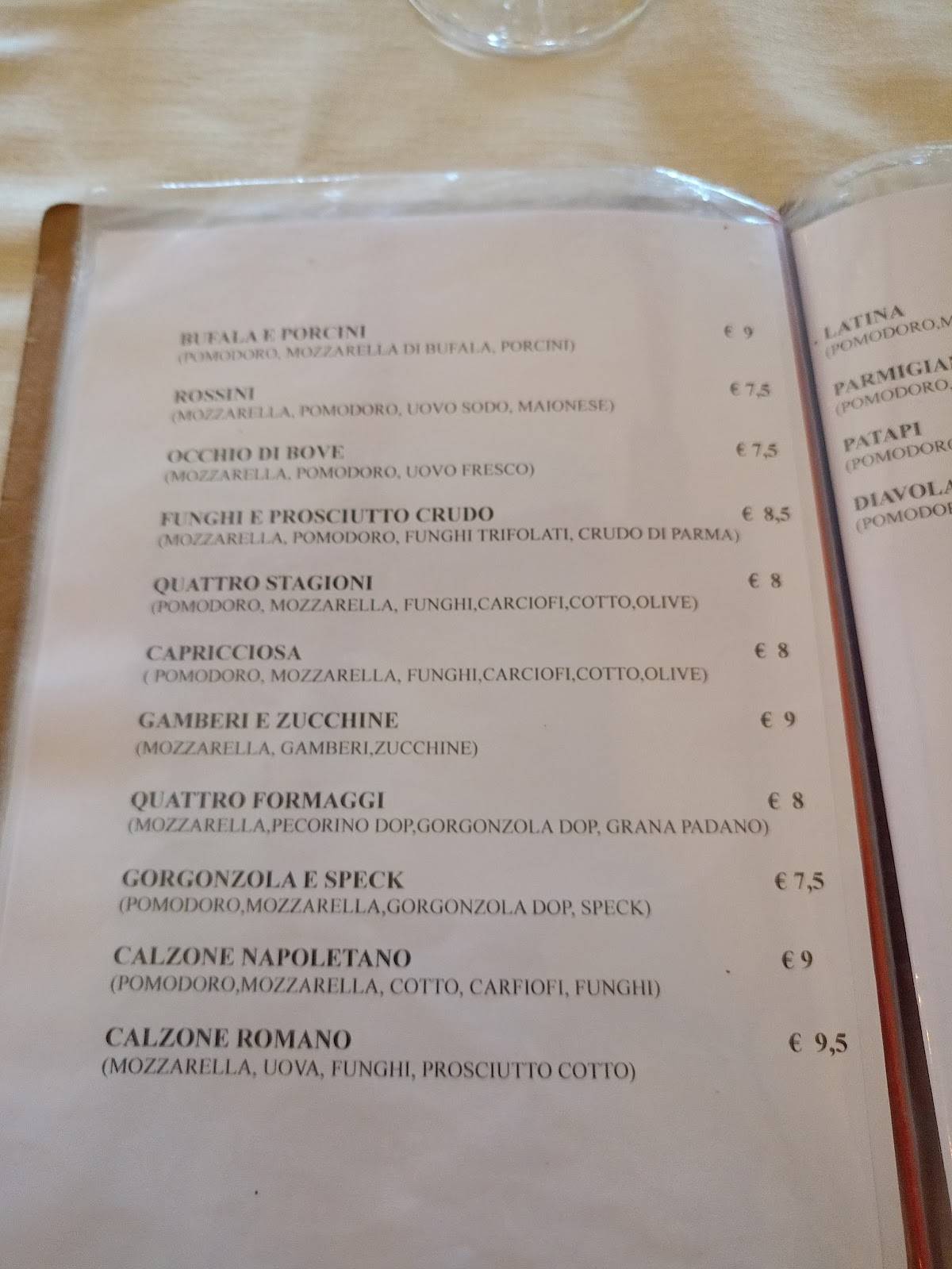 Menu di Ristorante pizzeria Usignolo San Giovanni 