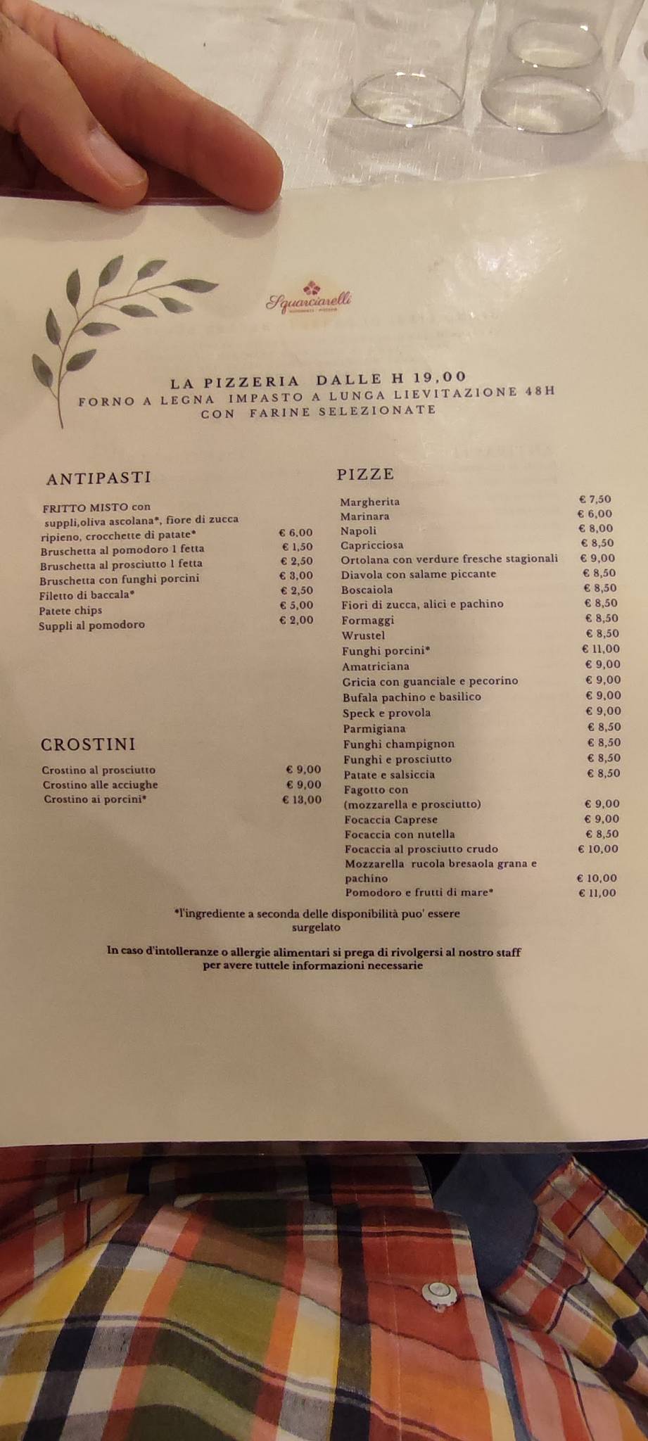 Menu di Hotel Squarciarelli 