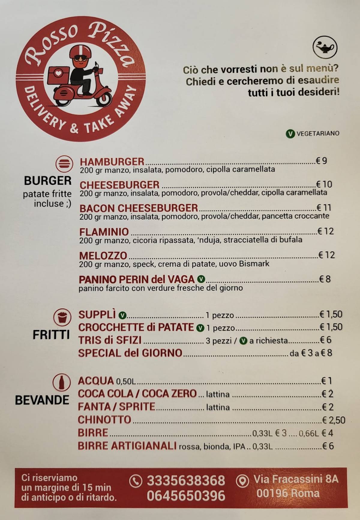 Menu di Rosso Pizza 
