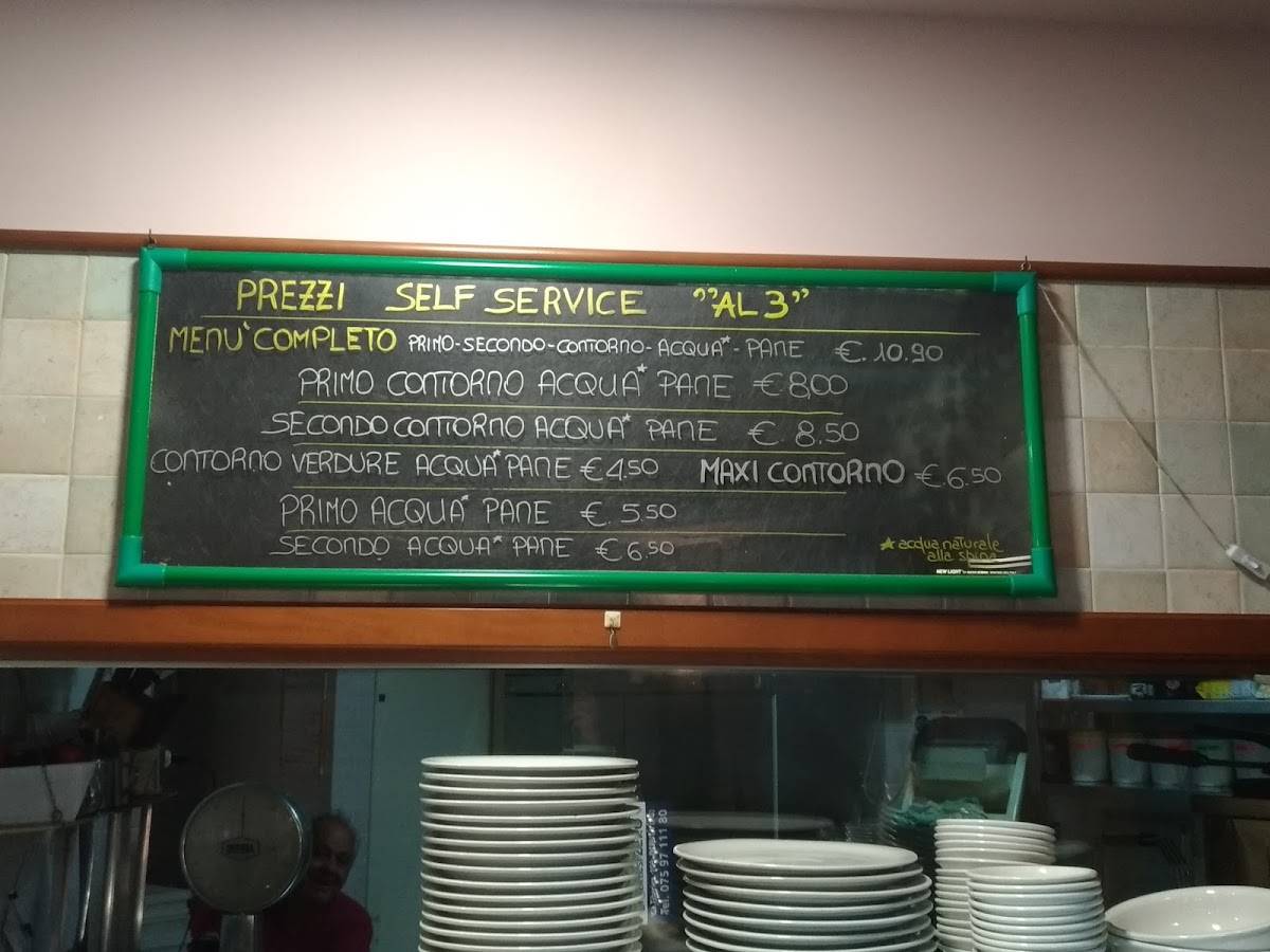 Menu di Pizzeria Self Service Bar al Tre 