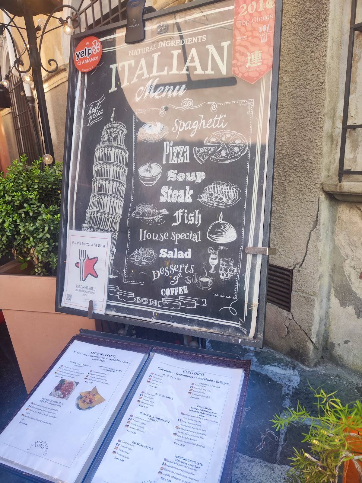 Menu di Pizzeria Trattoria La Buca 