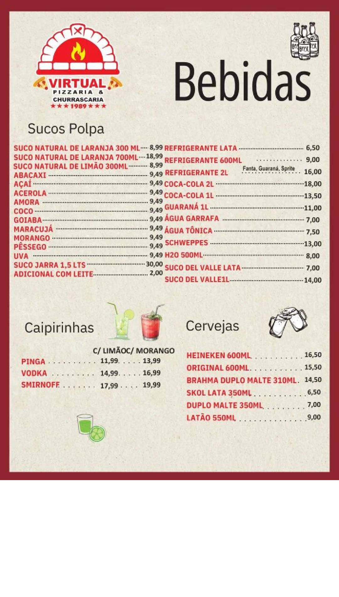Virtual Pizzaria e Churrascaria Guarulhos cardápio