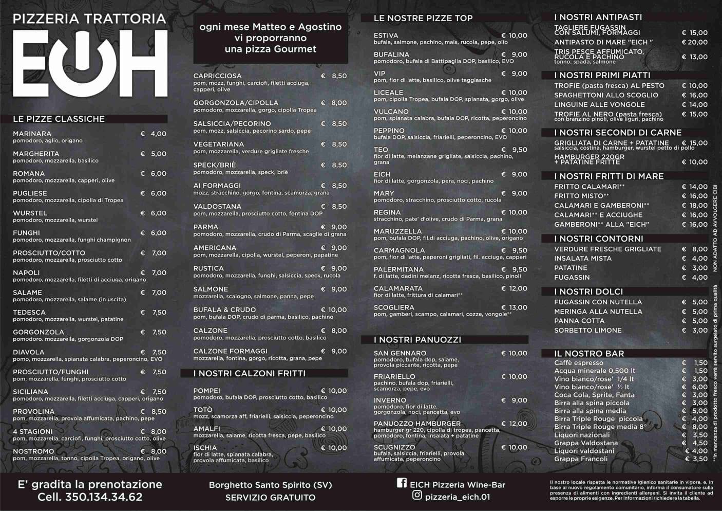 Menu di Eich - Pizzeria - Trattoria 
