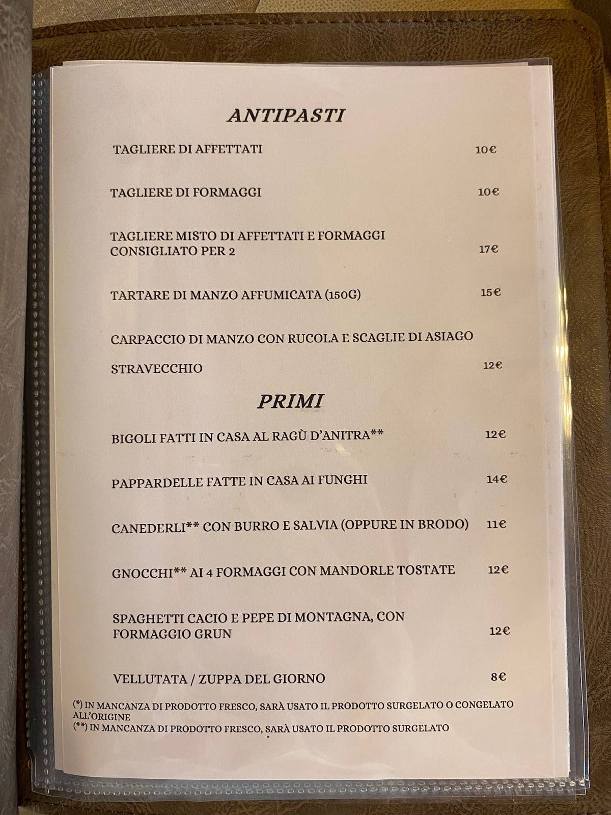 Menu di Pizzeria & Ristorante Rendola 